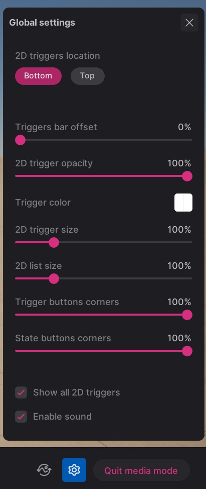Global Settings window for scene configurations and multi-camera triggers.